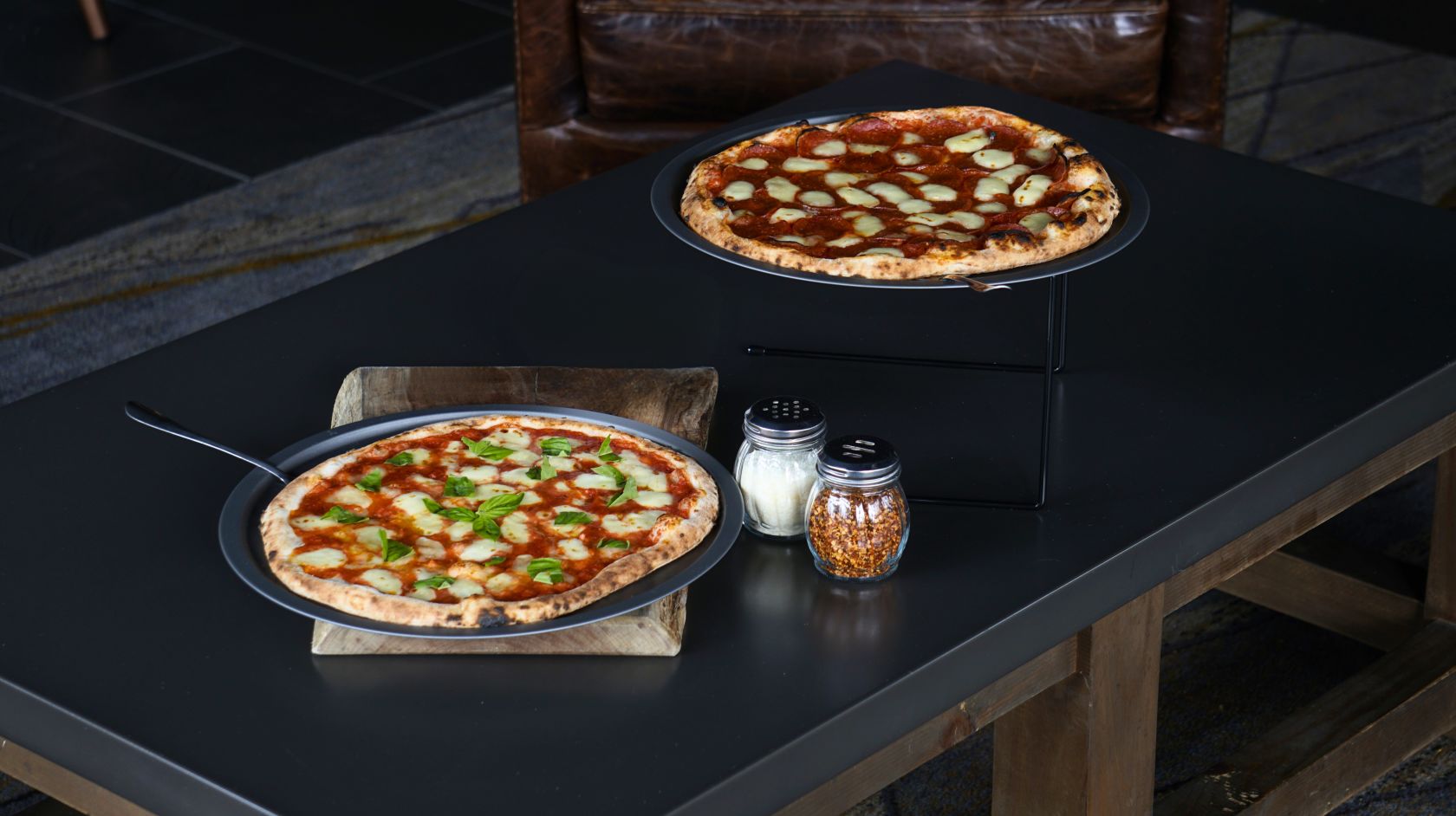 Pizzas On A Table